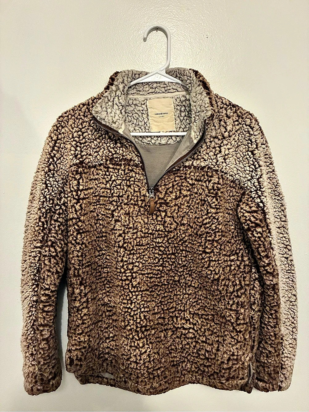 Thread & Supply Wubby Fleece Pullover Teddy Fleece Pullover Brown Size Small